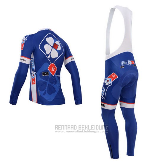 2014 Fahrradbekleidung FDJ Blau Trikot Langarm und Tragerhose - zum Schließen ins Bild klicken